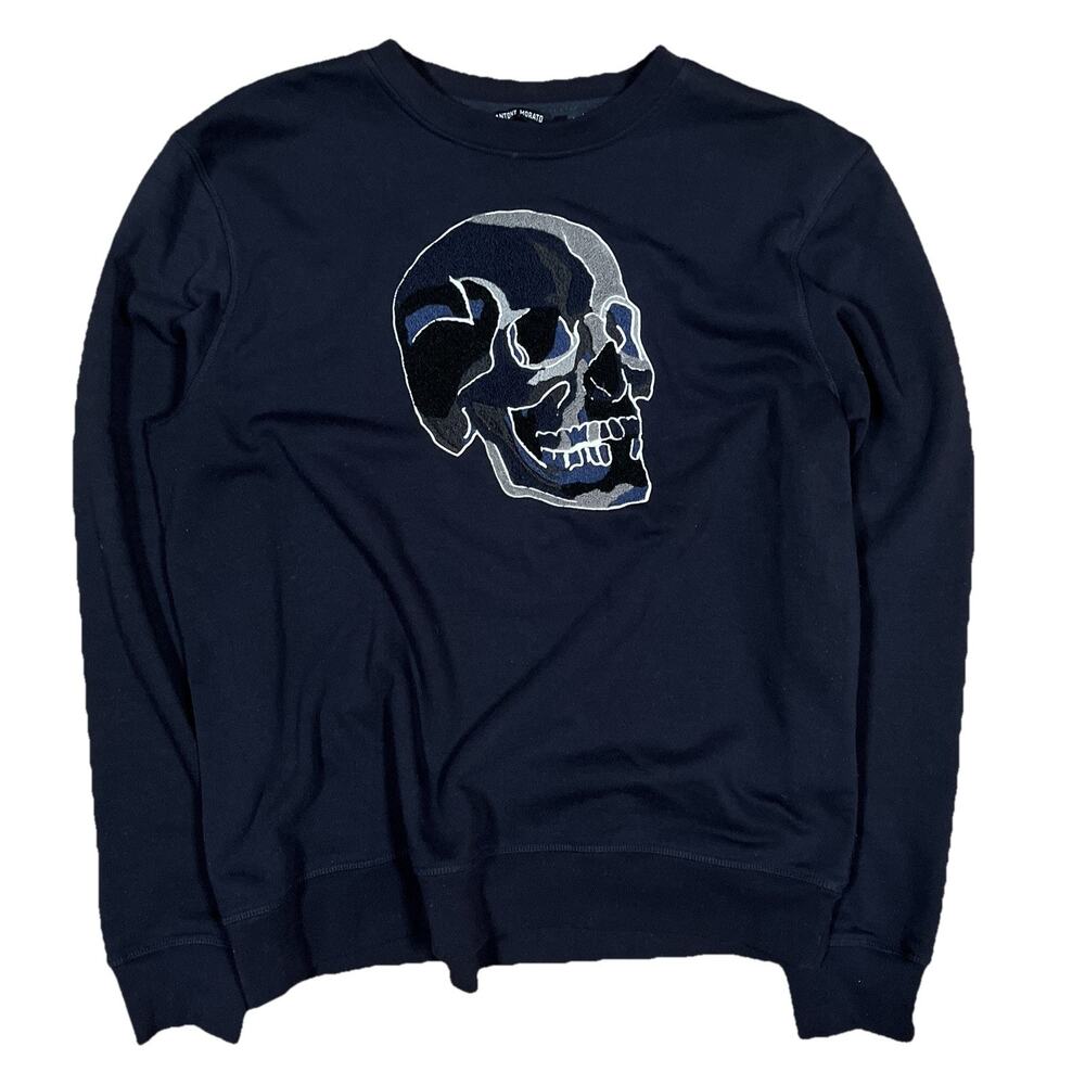 Antony Morato Dark Navy Blue Embroidered Skull Graphic Size Size Large Skeleton